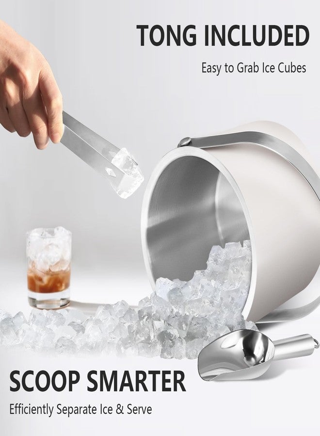 Bakpoco Insulated Ice Bucket with Silicone Lid, Scoop, Tongs & Strainer, 3L Stainless Steel Double Wall Ice Buckets for Parties & Cocktail Bar, Champagne Ice Bucket with Lid for Freezer, Ivory - Image 5